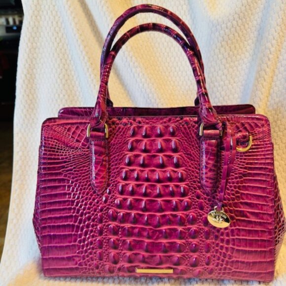 Brahmin Handbags - NWT Brahmin Small Finley Satchel Dewberry Melbourne Purple Leather $365
